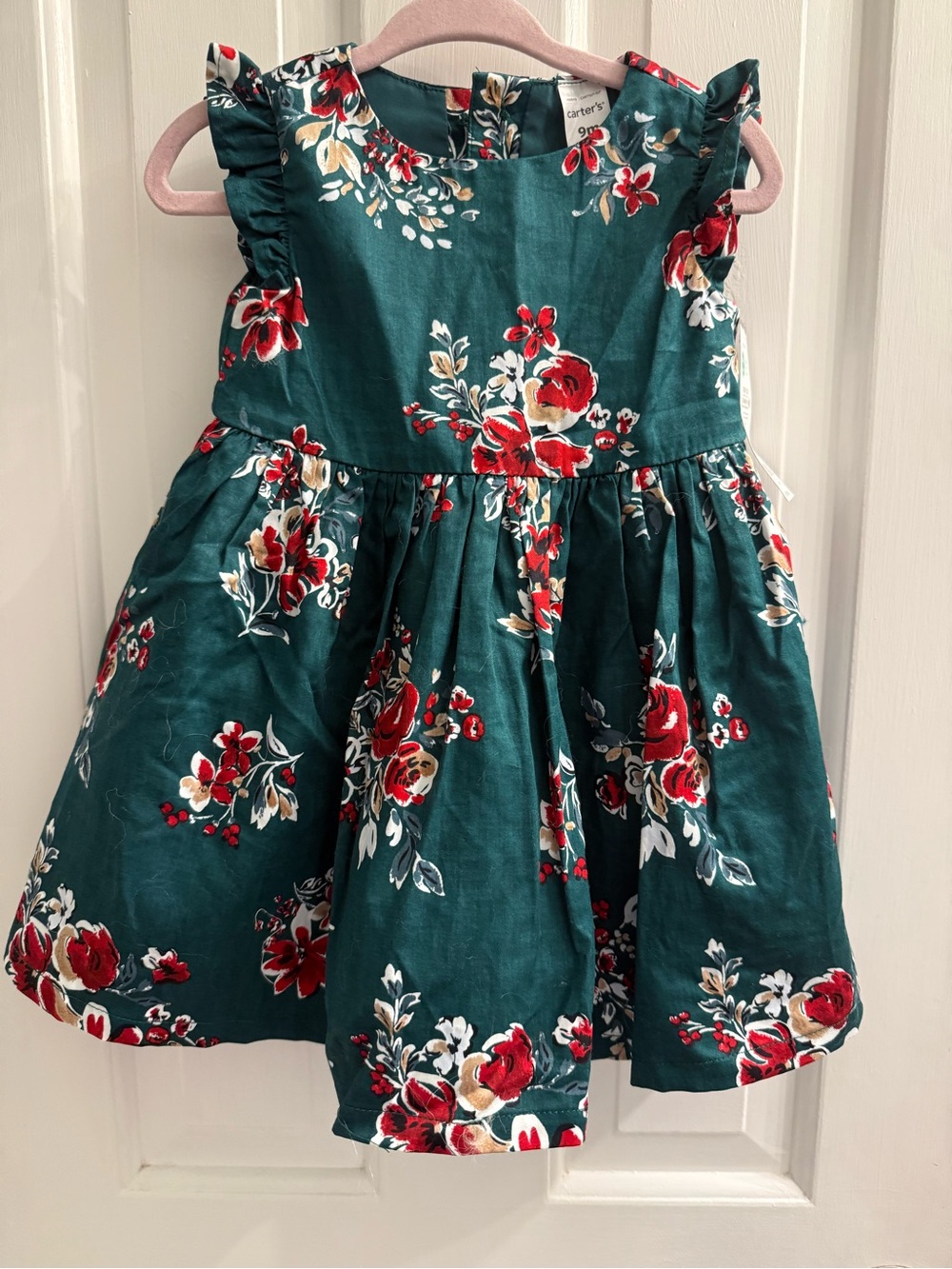 NWT Carter’s Green Floral Holiday Dress 9 Months 2 Piece